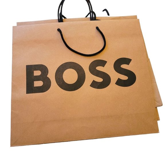 Hugo Boss Shopping Bags White Brown Set of 8 Signature Reusable Gift Prop VR208 - Picture 13 of 16